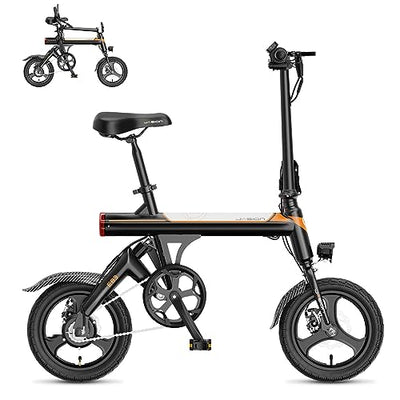 Jasion EB3 Electric Bike for Adults 21mph Folding Adults Electric Bicycles, 350W Brushless Motor, 36V 7.5Ah Battery, Center Suspension, 3 Levels Assist, 14" Foldable ebike for Adults and Teens