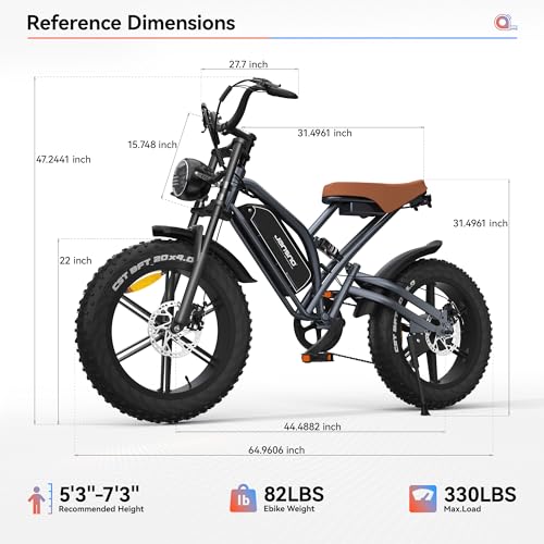 JANSNO Electric Bike 20" x 4.0 Electric Bike for Adults with 750W Brushless Motor, 48V 14Ah Removable Battery, 7-Speed Transmission UL Certified