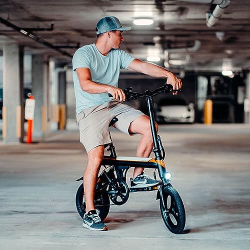 Jasion EB3 Electric Bike for Adults 21mph Folding Adults Electric Bicycles, 350W Brushless Motor, 36V 7.5Ah Battery, Center Suspension, 3 Levels Assist, 14" Foldable ebike for Adults and Teens