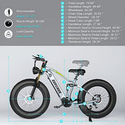 DAMSON Electric Bike for Adult 1000W Ebike 48V 20AH Removable Battery 26"X4"Fat Tire up to 30MPH &75 Miles Long Range Off Road Beach Mountain Electric Bicycle with Dual Hydraulic Disc Brakes