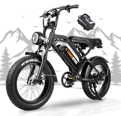 Tamobyke Electric Bike for Adults 1000W Motor, 20'' Fat Tire Double Suspension Ebike 48V 15AH Removable Battery 28MPH & up to 37 Miles, 7 Speed Electric Bicycle for Off Road Snow Beach Mountain