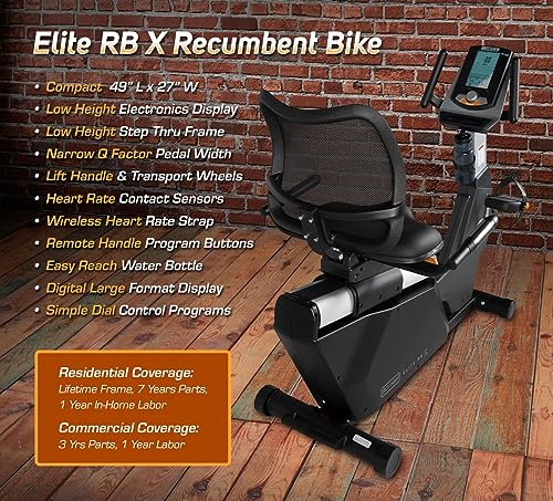 3G Cardio Elite RB Exercise Bike, Recumbent - Commercial Grade - Compact Footprint - Ultra Comfortable Seat - Magnetic Resistance - 350 LB User Capacity