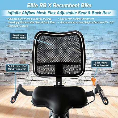 3G Cardio Elite RB Exercise Bike, Recumbent - Commercial Grade - Compact Footprint - Ultra Comfortable Seat - Magnetic Resistance - 350 LB User Capacity