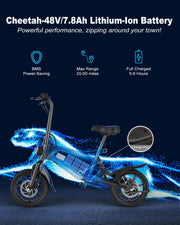 ANCHEER 14" Folding Electric Bike, 500W Max Motor, 20MPH, Dual Shock Absorber, 48V 374Wh Battery, Brake Taillight, Cruise Control, Twist Throttle & PAS, StreetRider Electric Bicycle for Adults Teens