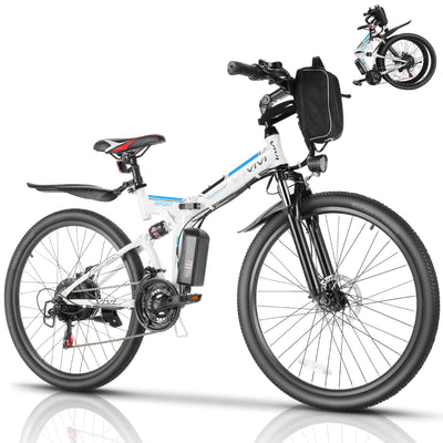 Vivi M026TGB 26" Electric Bike for Adults, Folding Mountain Bike with 500W Motor, 48V Removable Lithium-Ion Battery, 21 Speed, 20MPH, Up to 50 Miles, Dual Shock Absorber