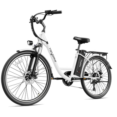 Heybike Cityscape Electric Bike 350W(Peak 500W) Electric City Cruiser Bicycle Up to 40 Miles Removable Battery, 7-Speed and Dual Shock Absorber, 26" Electric Commuter Bike for Adults