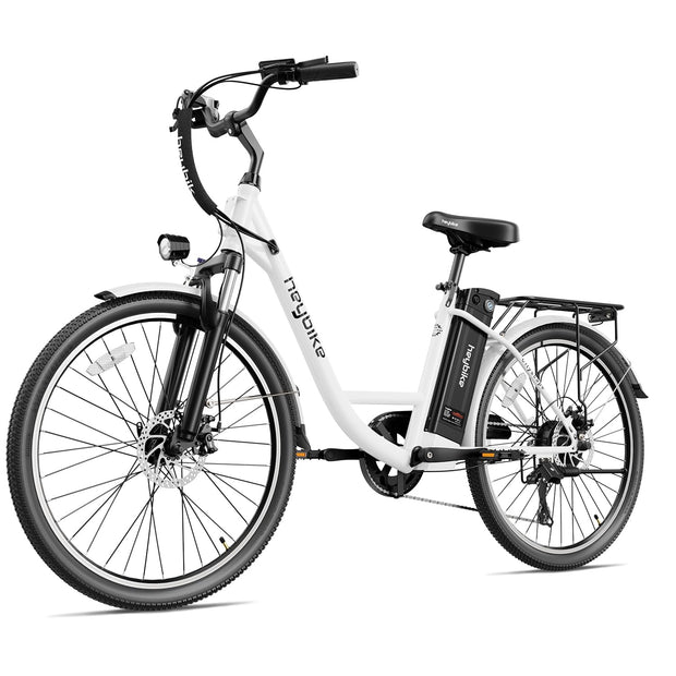 Heybike Cityscape Electric Bike 350W(Peak 500W) Electric City Cruiser Bicycle Up to 40 Miles Removable Battery, 7-Speed and Dual Shock Absorber, 26" Electric Commuter Bike for Adults