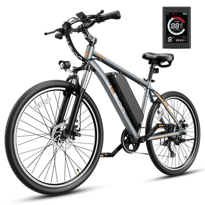 Jasion EB5 Plus Electric Bike for Adults 500W Motor 45 Miles 20.5MPH 480WH Removable Battery Commuting Electric Mountain Bike 27.5'' Tires Front Fork Suspension 7-Speed Interstellar Gray