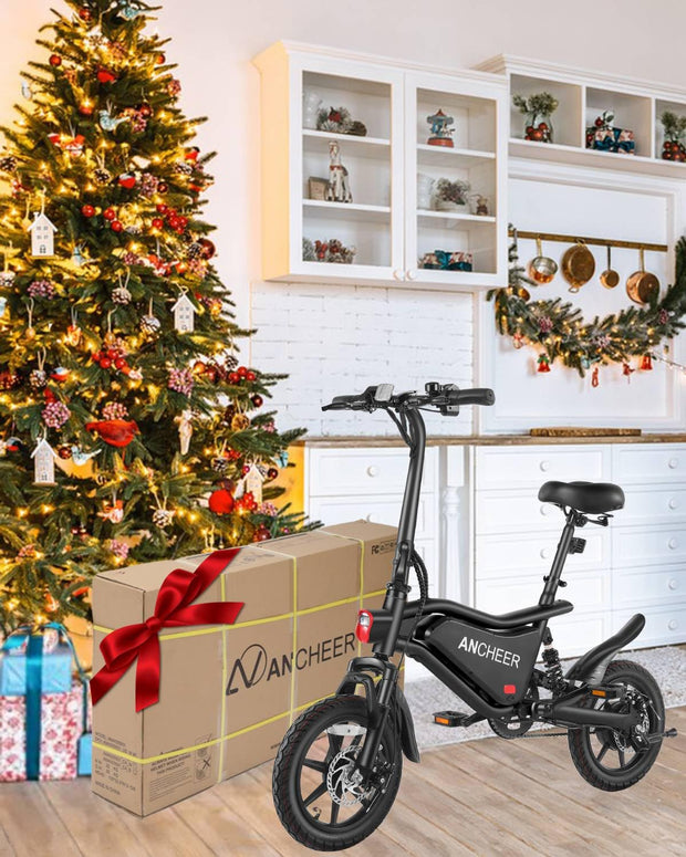 ANCHEER 14" Folding Electric Bike, 500W Max Motor, 20MPH, Dual Shock Absorber, 48V 374Wh Battery, Brake Taillight, Cruise Control, Twist Throttle & PAS, StreetRider Electric Bicycle for Adults Teens