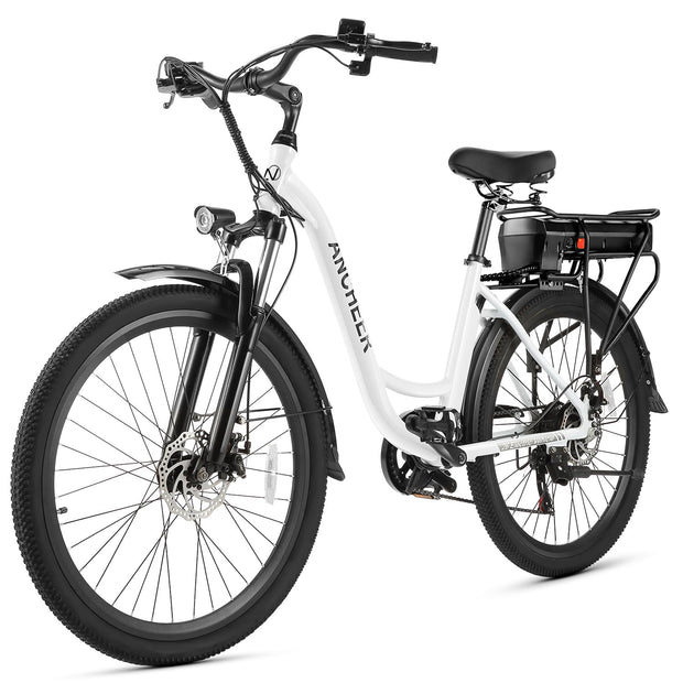 ANCHEER Electric Bike for Adults, 48V 500Wh EBike, UP to 60 Miles, Removable Battery, 3H Fast-Charge, 26" Commuter Electric Bicycles, 7-Speed, LCD Digital Display, Suspension Fork, Cruise Control