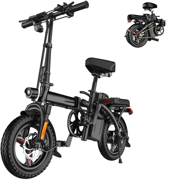 EBKAROCY Ebikes for Adults, 400W Motor 22MPH Max Speed, 14” Tire, 48V 15AH Removable Battery for Electric Bike, Multi-Shock Absorption, City Commuter, Foldable Electric Bicycles for Women, Men