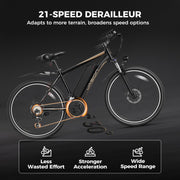 Jasion EB-X 26" Electric Bike for Adults, 500W Brushless Motor [Peak 750W] Ebike with 450Wh Removable Battery, [21 Speed Gear 22MPH] Electric Mountain Bike, Commuting E Bike with Fork Suspension