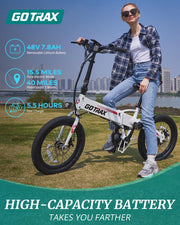 Gotrax R1 20" Folding Electric Bike with 40 Miles Range by 48V Battery, 20Mph Power by 350W, Weighs Only 45lbs, LCD Display & 5 Pedal-Assist Levels, Suitable for Leisure Riding&Commuting White