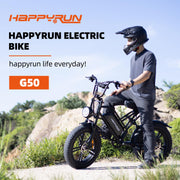 HAPPYRUN Electric Bike for Adults, 20" Fat Tire Ebike with 1500W Brushless Motor/ 48V 18Ah Removable Battery, Up to 30MPH / 68 Miles, 7-Speed Transmission UL Certified