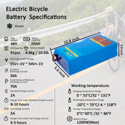 Cao MM 48v Battery, 10Ah/ 14AH/ 20AH Ebike Battery for 200-1200W Electric Bike Bicycle, Scooter and Other Motor